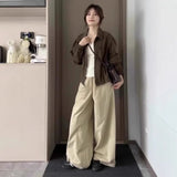 Fongt Languid Wind Kaqi High-Waisted Loose-Legged Slack Pants Women's New Design Sense Of Drag Floor Long Pants