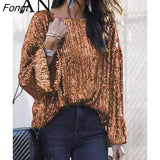 Loose Round Neck Blouse Sequined Short Sleeve T-shirt Women's Blouse Ladies' Casual Sports T-shirt All Neon Store