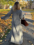 Fongt Autumn And Winter Women's New Casual Gray Long Sweater Cardigan