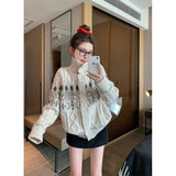 Fongt Island Retro-Colly Tree-Colored Tree Jaclosse Design Feeling Niche Collar Languid Soft Glutinous Sweater Coat Woman