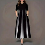 Fongt New Summer Loose Casual Print Collar Plus-Size Dress Women's Dress