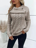 Fongt And Winter New Knitted Collar Button Design Shoulder Sleeve Sweater