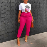 Fongt 2025 New Elegant OL Professional Trousers Thin Small Foot Pants African High-Waisted Casual Pants