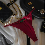 Fongt Ice Silk Scarless Lady Thong Diamond With Female Thong Trousers T-Pants Large Thong Trousers