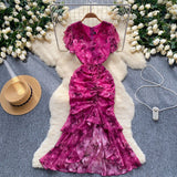 Fongt Cold Sister Goddess Fan Dress Heart Machine Draw Folding Belt Irregular Chopped Fishtail Skirt Dress