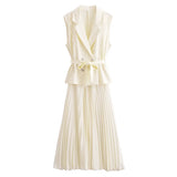New Pleated Vest Dress 3897166-Outfit
