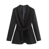 Fongt Women's Dress French Belt Dress Small Suit Jacket + Casual Trousers