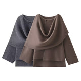 Fongt And Winter New Women's Loose Casual Cape Shawl Knit Sweater Coat