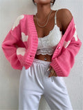 Fongt Loose V-Neck Clouds Fall Shoulder Knitted Cardigan Three Buckle Sweater Short Coat