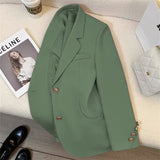 Fongt 2024 New Khaki Blazer Female Retro British Style Advanced Design Sense Versatile Small Suit-Outfit