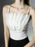 Elegant Camisole Tops Women's Pleated Tube Top Short Tanks Female Folds Stretchy Fashion Camis-Outfit