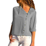 Tops And Blouses 2020 Fashion Long Sleeve Skew Collar Chiffon Blouse Casual Tops Plus Size Elegent Work Wear