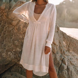 Fongt Day Silk Bamboo Set Hood Sunscreen Beach Coat Seaside Vacation Bikini With Swimsuit Hood