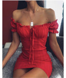 New Independent Station Wish Strapless Short-Sleeved Dress Sexy Short Skirt In Stock-Outfit