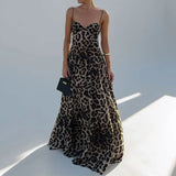 Fongt New Spring Women's Temperament Fashion Sexy Elegant Leopard Print Sling Dress