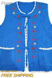 Flower Hollow Out Vest Top Women V neck Sleeveless Sweater