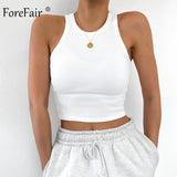 Off Shoulder Knitted Tank Tops Summer Woman Cami Out Street Sleeveless O Neck Basic Sexy Crop Tops
