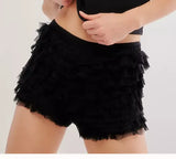 Sexy Beach Hot Pants Lotus Side Wave Solid-Colored Lolita Low-Rise Shorts Skirt
