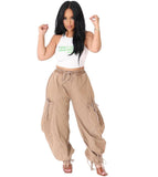 Fongt Women's Loose Jeans Women's Street Casual Draw With Tight Waist Harlan Pants