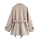 Fongt Women's 2025 New Fashion Temperament Double-Necked Belt Soft Coat
