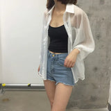 Fongt Summer Sunscreen Women's Korean Version Of Loose BF With Ultra-Thin Open-Shirt Long-Sleeved Shirt Short Coat Student