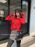 Fongt Xixi 2025 Autumn White Standard Solid Color Wool Knitted Sling Vest Sweater Coat Two-Piece Suit Female 25513
