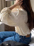 Fongt Retro Collar Lace White Shirt Women's Spring And Autumn Shirt High-End Chic Temperament Long-Sleeved Top