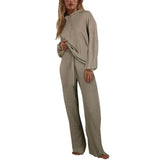 Knitted Sweat Suits Women Matching Sets Long Sleeve Hoodie+wide-legged Pants Loungewear Sweater Set Two Piece