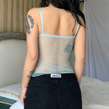 Spring New Product Hit Color Floret Screen Wave Point Perspective Sexy Cross Hem Small Sling Vest-Outfit
