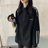 Fongt Web Celebrity Zipper Hoodie Female Spring And Autumn Thin Model 2024 New Korean Version Stripe College Wind Student Jacket