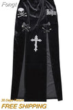 Vintage Black High Split Skirts Aesthetic Sexy High Waist Bow Bodycon Long Skirt Elegant E Girl Punk Partywear Clothes