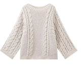 Fongt Women's INS Burst Round Horn Horn Sleeve Knitted Loose Sweater