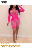 New Chic See-Through Black Rhinestone Studded Crystal Rompers 2023 Spring Zipper Front Sequins Jumpsuits Night Out