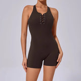 Fongt Back Tight Hollow-Out Yoga Pants Peach Hip All-Piece Speed Dry Exercise Fitness Jumpsuit-Outfit