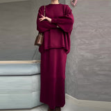 Fongt 2025 New Solid Color Loose Blouse Casual Lazy Skirt Set