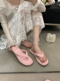 Fongt Small Fragrant Style With Skirt Silver Clip Thick Bottom Flip-Flops Women Wearing Summer Fashion Flat-Bottomed Cool Slippers