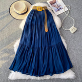 Fongt Half-Dress Women's Dress 2025 Summer Small Medium Long Leisure High-Rise Thin Thong Ponve Cake Skirt