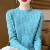 Fongt Girl Feeling Jasmine Sweater Knitted Retro Collar Top Autumn And Winter Thick Bottom Shirt 2025