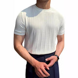 Fongt Summer New Men's Round Collar Solid Color Long-Sleeved Knit Jacket Hollow Out Breathable Cool Short-Sleeved
