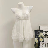 Fongt Sling Aja Skirt Cute Sweet Lace Mesh Sexy Morning Robe Court Princess Fairy Pyjamas Homewear
