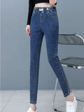 Thicken Skinny Denim Pencil Pants Women Casual Plush Velvet Lined Warm Jeans New High Waist Korean Warm Stretch