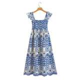 Fongt Multi-Color Embroidered Flying Sleeve Dress 23002