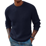 Fongt Solid Color Round Neck Sweater Jumper Sweater Men's Long Sleeve Jumper Sweater
