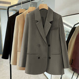 Fongt Suit Jacket Female Spring And Autumn Korean Version Of Loose Temperament Double Buckle Leisure Professional Raspberry Suit Top