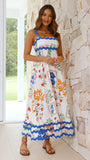 Fongt Southeast Asia New Small Flower Wave Sling Skirt High-End Temperament A-Line Dress-88166-Outfit