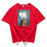 Neck Short Sleeve Loose Harajuku Avatar Print Chic Women's T-shirt Summer Korean Version 95% Cotton Stretch Female