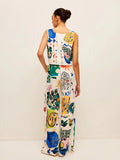 Fongt Women's Fashion Print Wide Leg Trouser Vest Casual Fashion Two-Piece Set