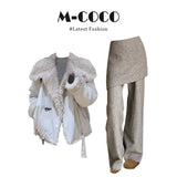 Fongt Hair Collar Pie To Overcome The Environmental Protection Fur Coat Fake Two-Piece Ass Casual Pants Set