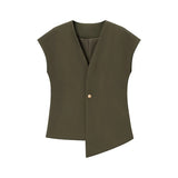 Fongt Explosion Women's Button Blouse Broad Leg Trousers Set