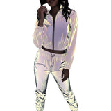 Fongt Sales Of Explosive Women's 2025Ebay Fashion New Reflective Leisure Set Two Sets